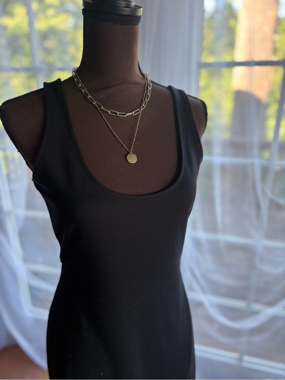 Classic Black Midi Dress with a Side Slit - Picture 3 of 7